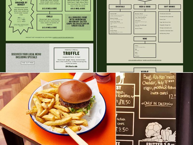 Honest Burgers Dalston Menu
