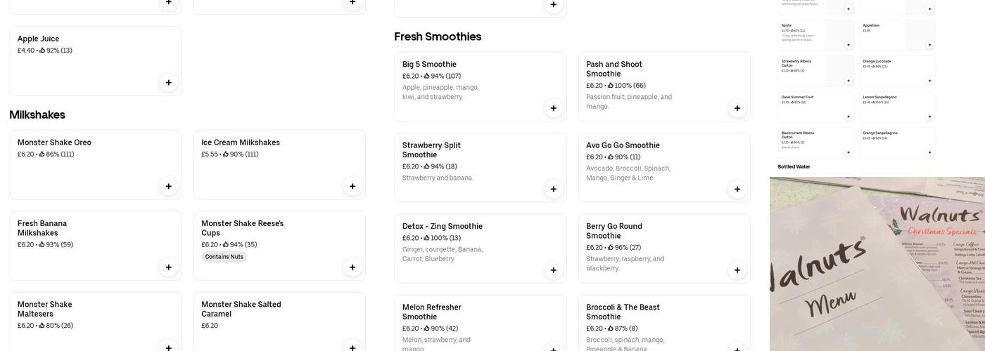 Walnuts Cafe Restaurant Menu