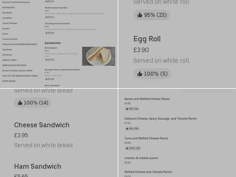 Cafe on the Green Menu