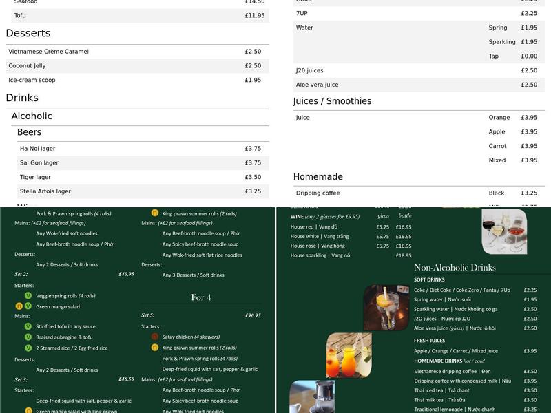 Tam's Restaurant Menu