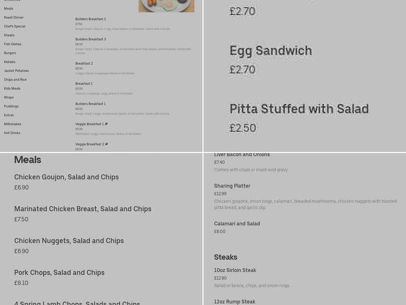 The Griddle Diner Menu