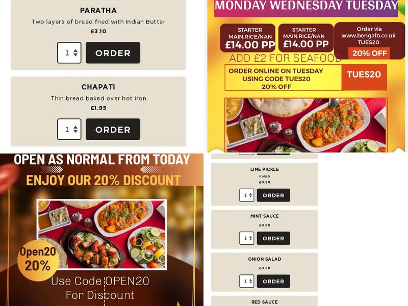 Bengal Brasserie Menu