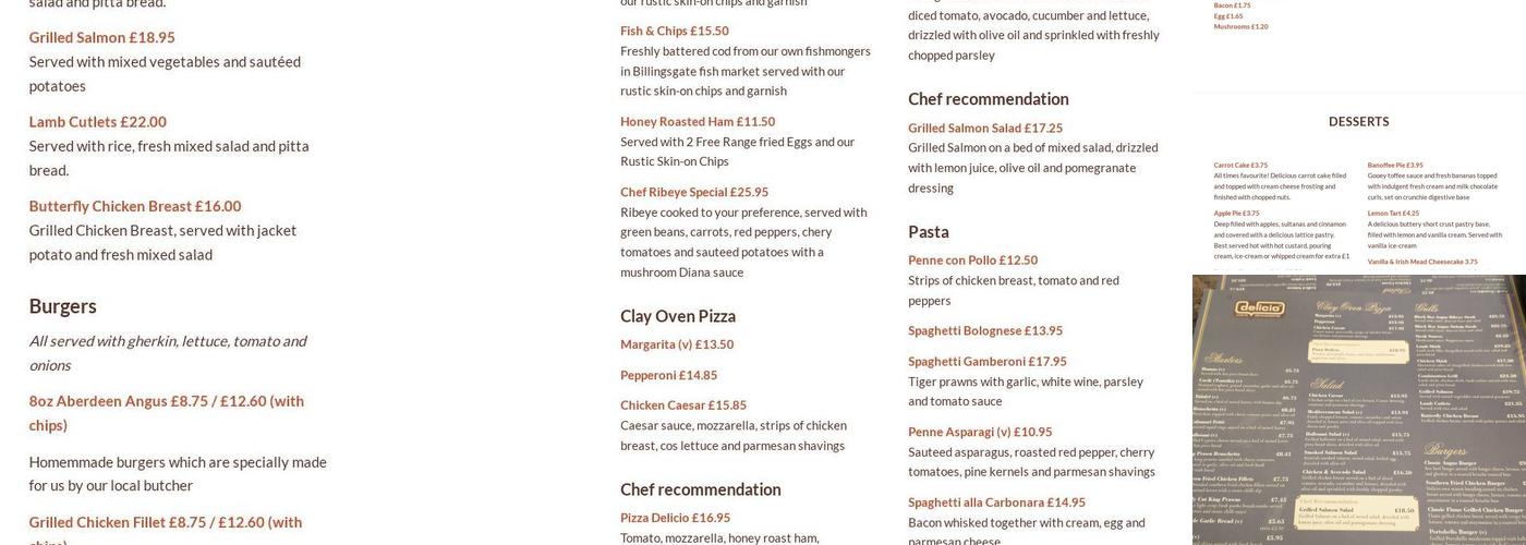 Delicio Cafe Brasserie Menu