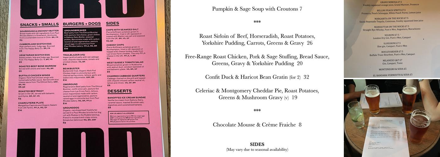 The Spurstowe Arms Menu