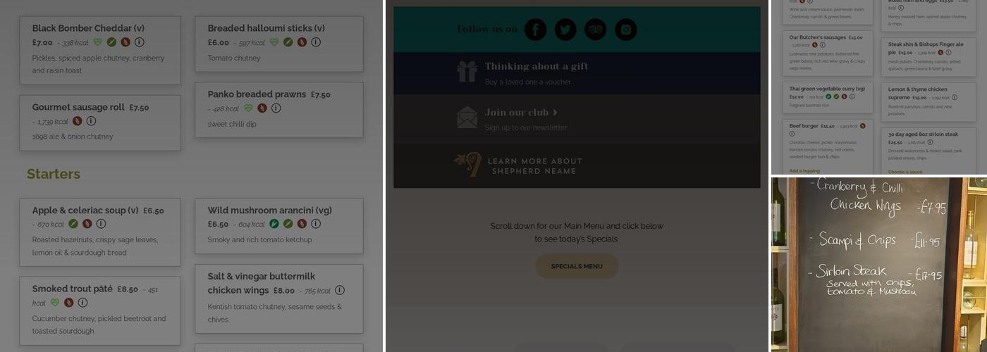 Ye Olde Whyte Lyon Menu