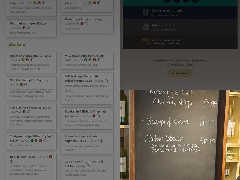 Ye Olde Whyte Lyon Menu