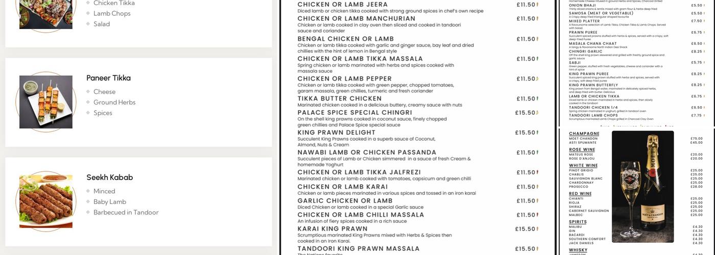Palace Spice Menu