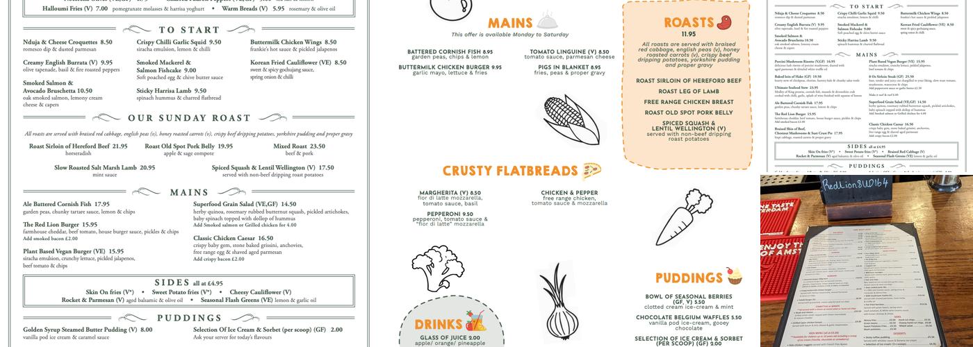 The Red Lion Menu