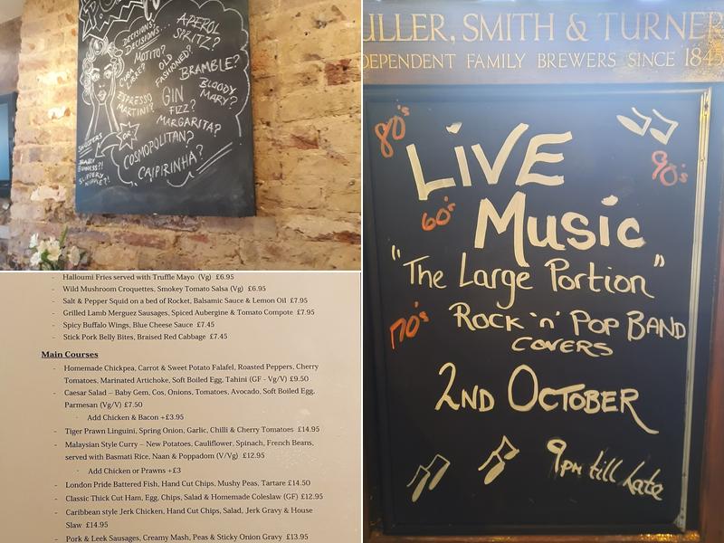 The Prince of Wales, Surbiton Menu