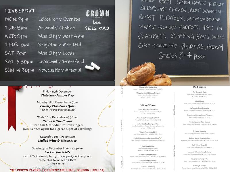 The Crown Tavern Menu