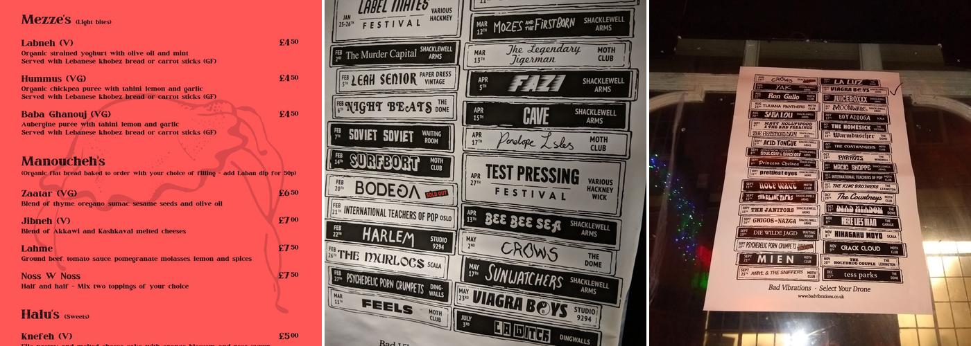 The Shacklewell Arms Menu