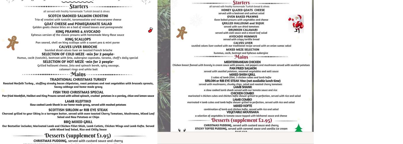 Ephesus Restaurant Menu