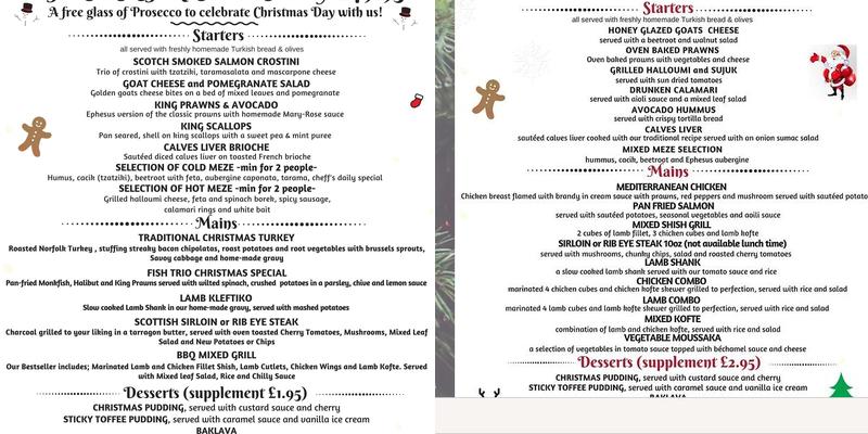 Ephesus Restaurant Menu