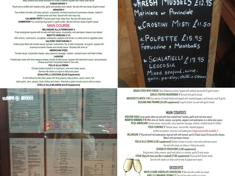 Lorenzo of Crystal Palace Menu