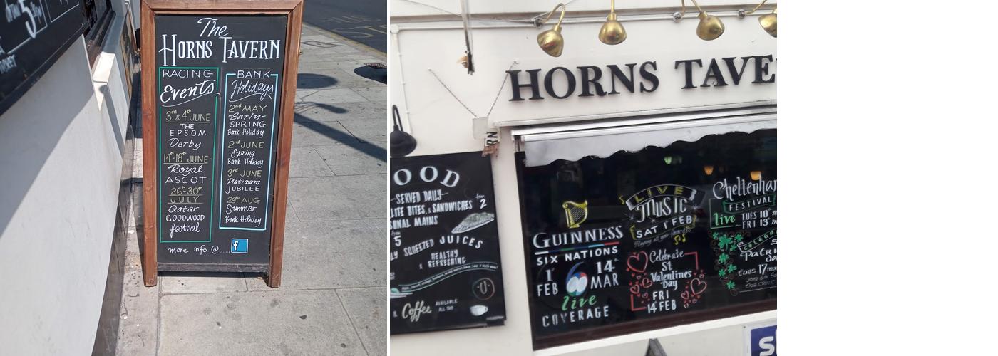 The Horns Tavern Menu