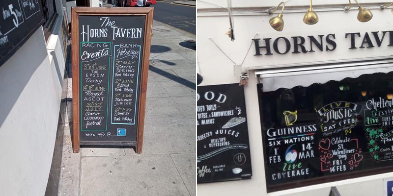 The Horns Tavern Menu