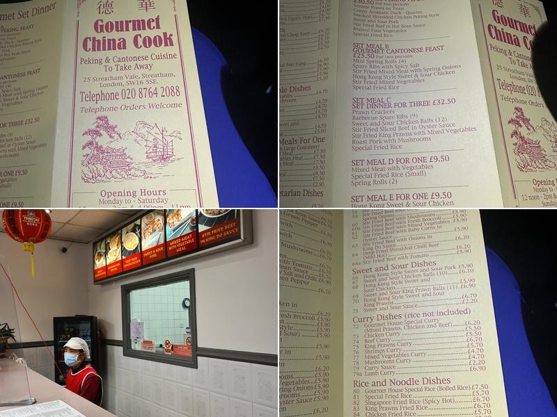 Gourmet China Cook Menu