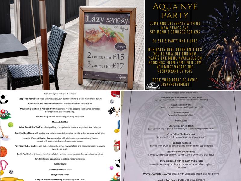 Aqua Bar & Grill - Bromley Menu