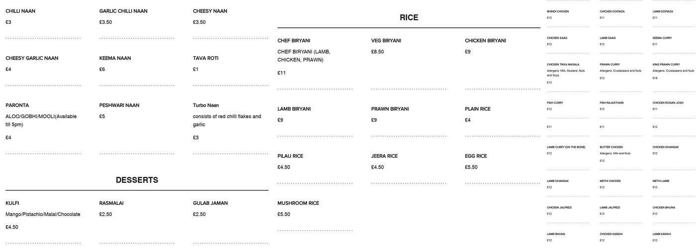 The Prince of Wales Southall Menu