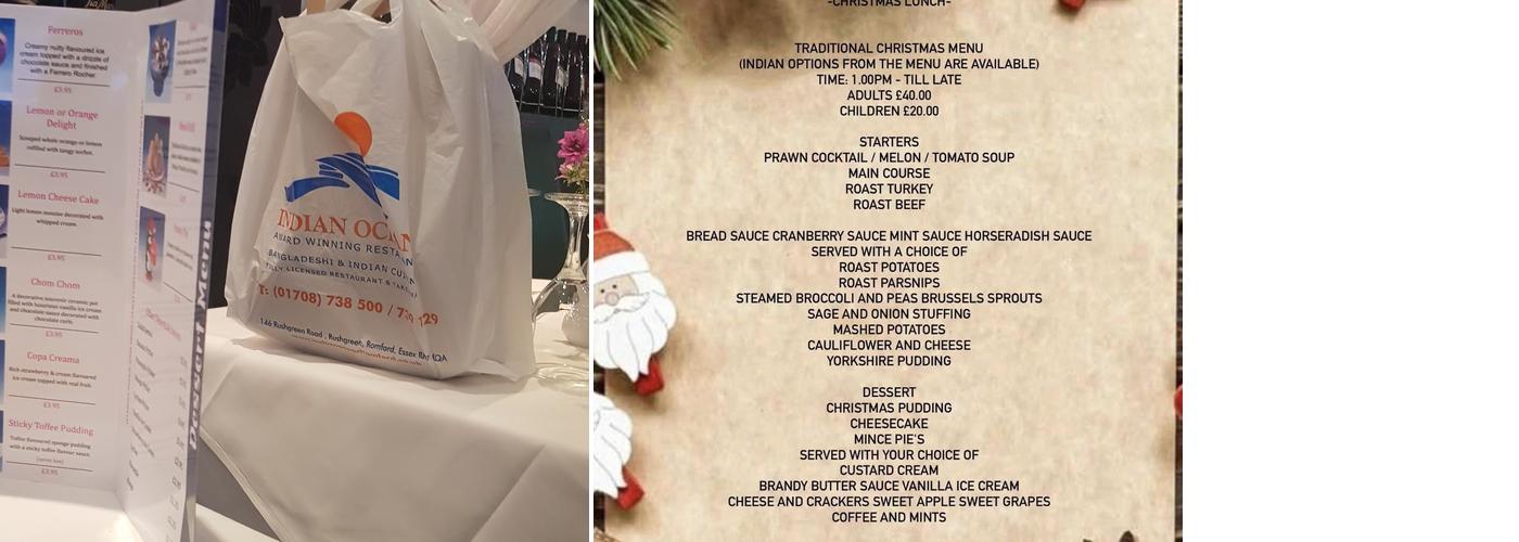 Indian Ocean Romford Menu