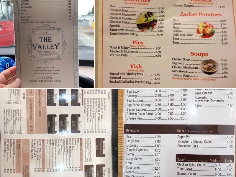 The Valley Cafe Menu