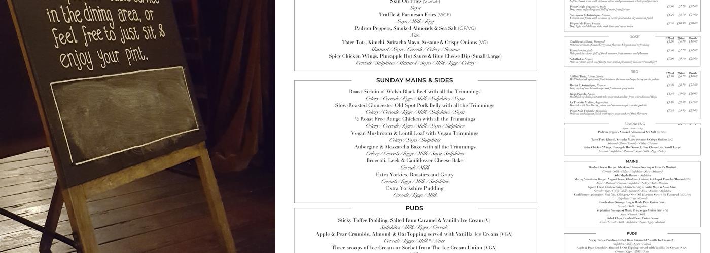 The Clapton Hart Menu