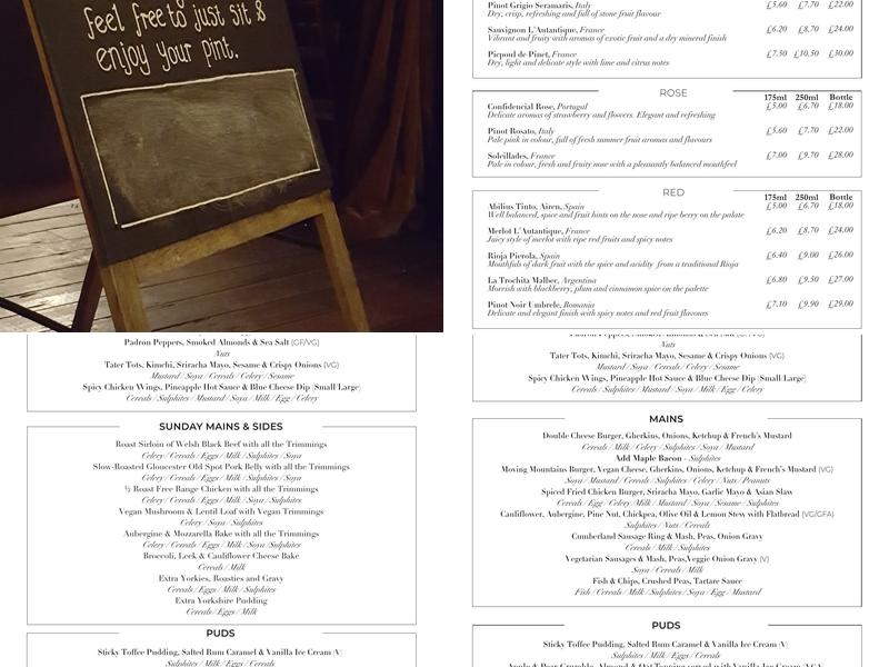 The Clapton Hart Menu