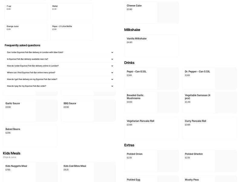 Equinox Fish Bar Menu