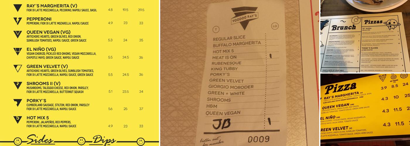 Voodoo Ray's - Peckham Menu