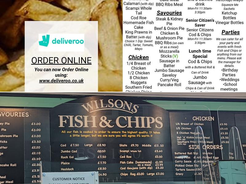 Wilsons Fish & Chips Menu
