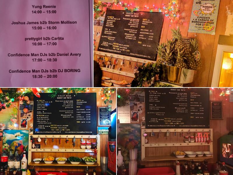 Ridley Road Market Bar Menu