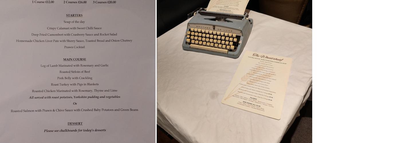 The Wheatsheaf Menu