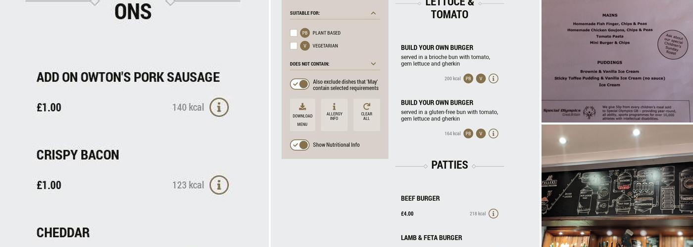 The Admiral Nelson, Twickenham Menu