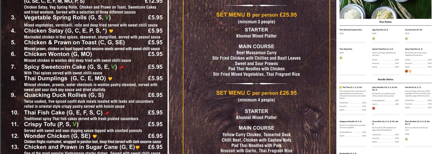 Khunnai Thai Cuisine Menu