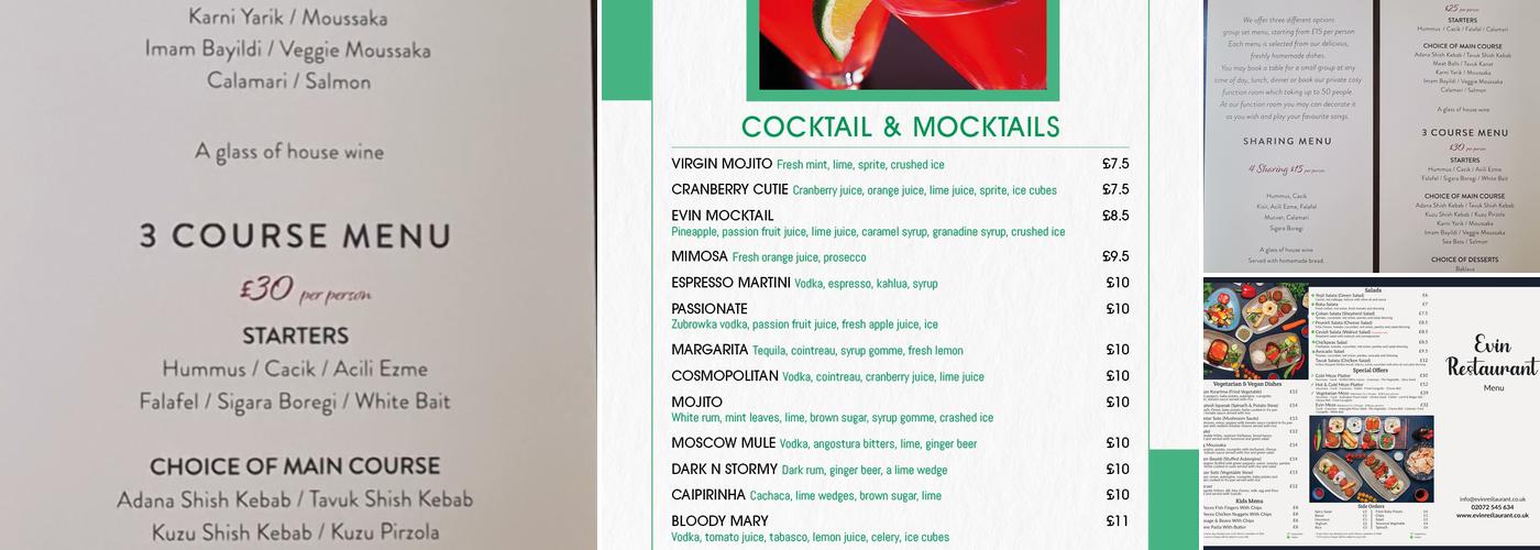 Evin Restaurant Menu