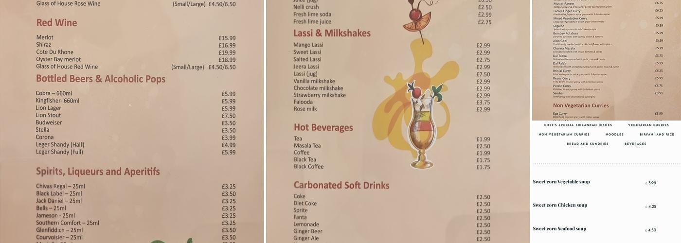 Chennai Spice Restaurant Menu