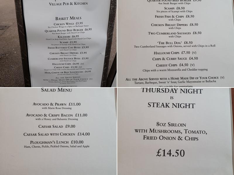 The Bull Menu