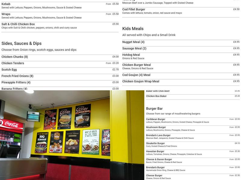 Brendans Takeaway Laburnum Terrace Menu