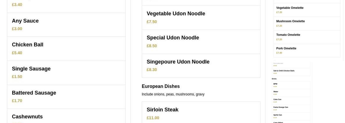 China Garden Take Away Menu