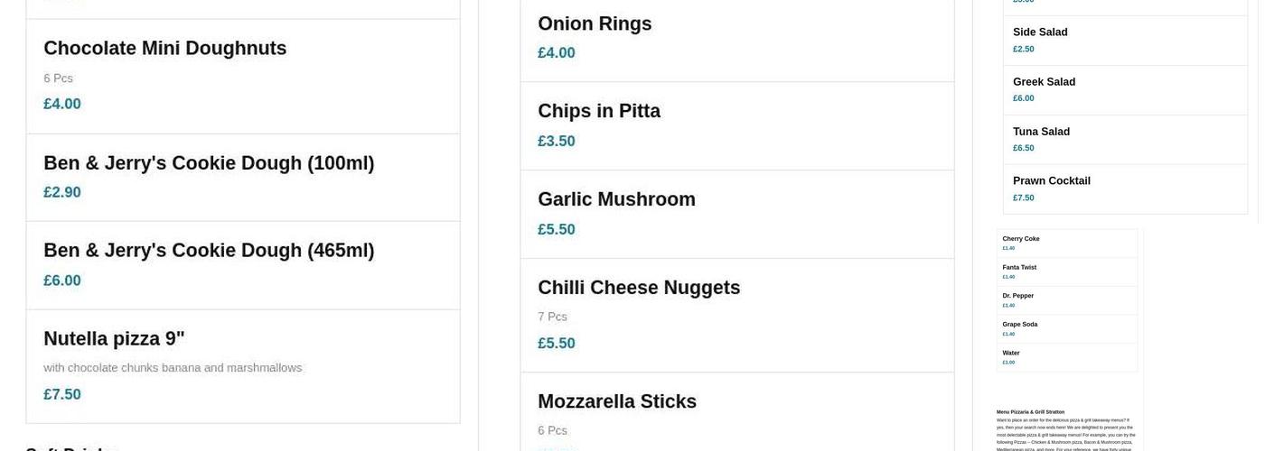 Pizzaria & Grill Menu