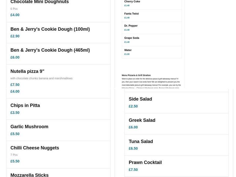 Pizzaria & Grill Menu