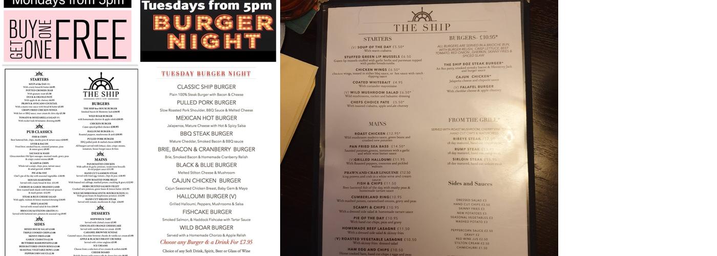 The Olde Ship Inn Menu