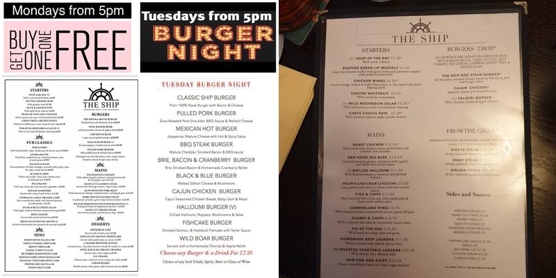 The Olde Ship Inn Menu