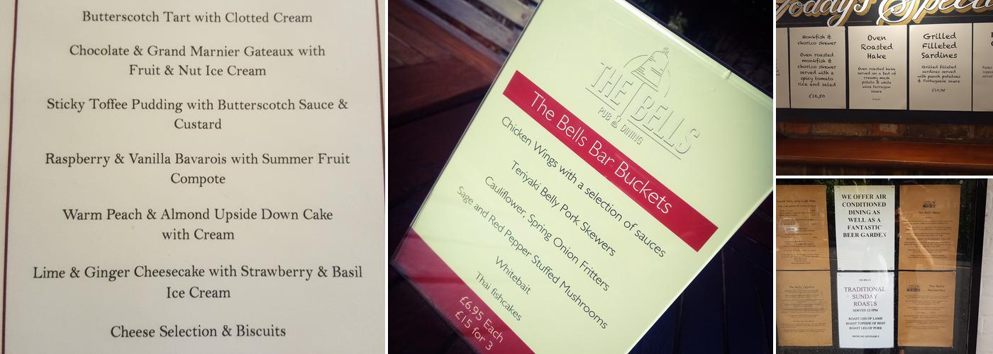 The Bells Menu