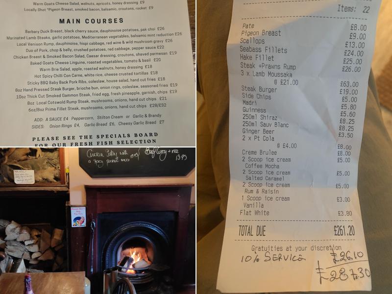 The Glasshouse Inn Menu