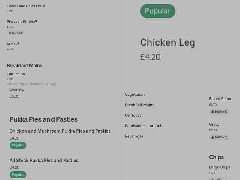 Devonshire Fisheries Menu