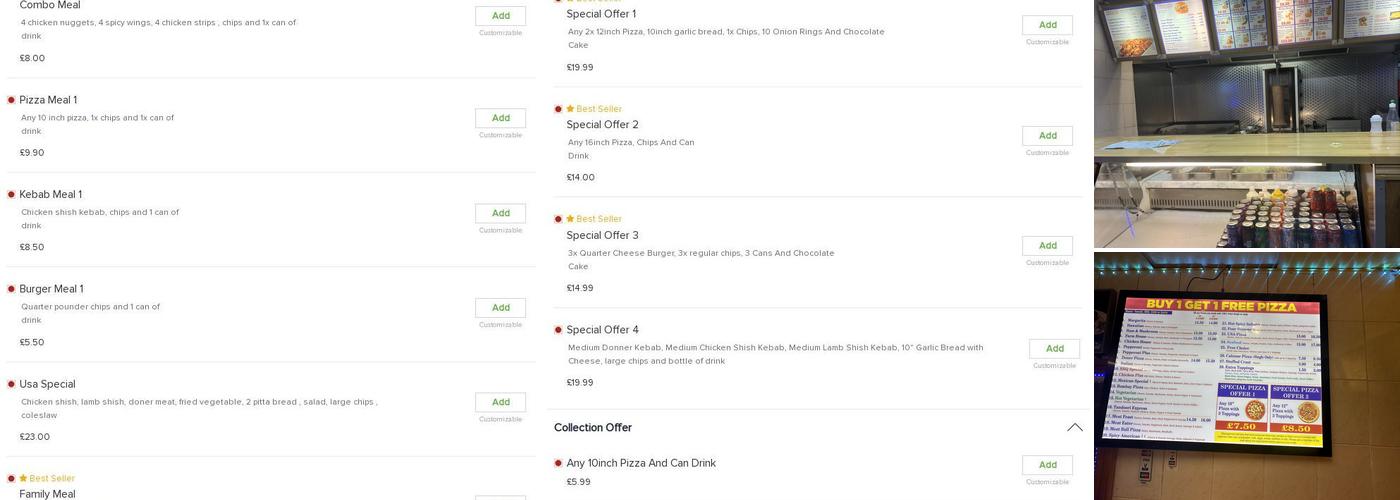 USA 5 Star Pizza Menu