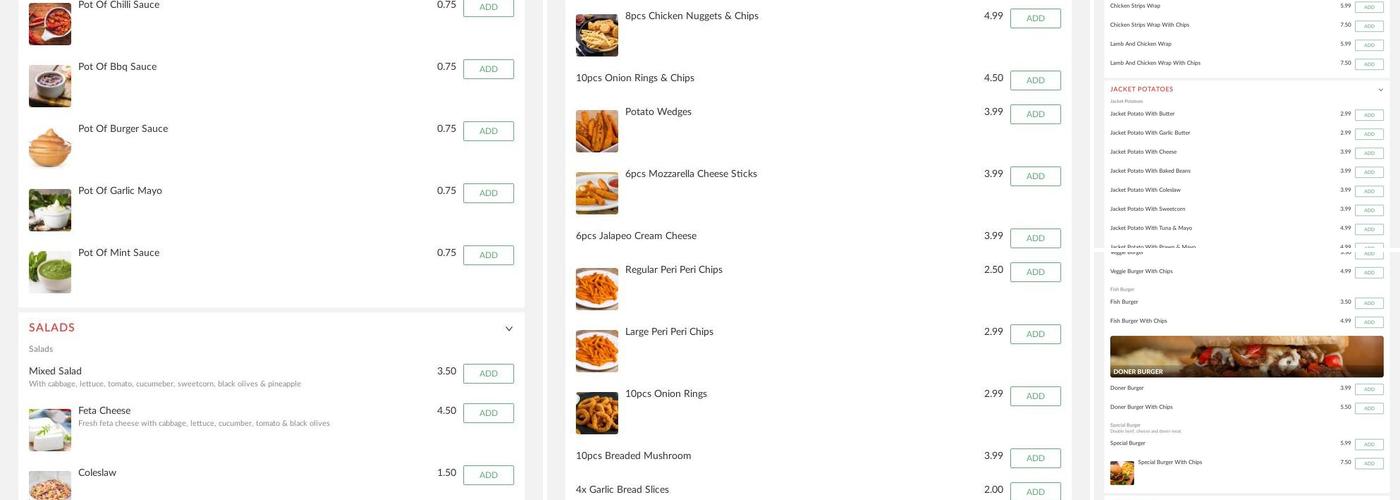 Rainbow Pizza & Kebab House Menu