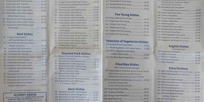 Lotus Tang Menu