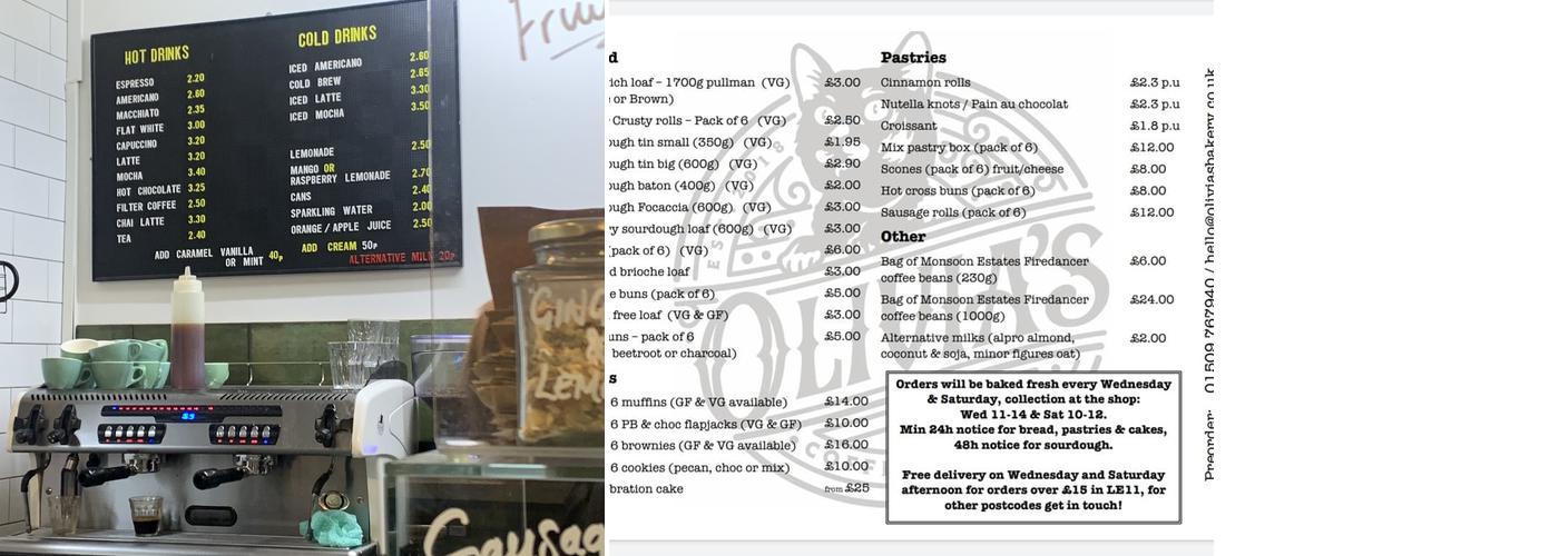 Olivia's Coffee & Bakery Menu